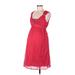 Motherhood Casual Dress - Mini Scoop Neck Sleeveless: Red Print Dresses - Women's Size Medium Maternity