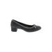 Attilio Giusti Leombruni Heels: Pumps Chunky Heel Classic Gray Print Shoes - Women's Size 38.5 - Almond Toe