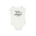 First Impressions Short Sleeve Onesie: Ivory Graphic Bottoms - Size 6-9 Month