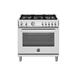 Bertazzoni Professional Series Dual-Fuel Range 36" - 5 Burners - Electric Oven - Stainless Steel in White | 36 H x 36 W x 25.13 D in | Wayfair