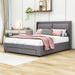 Latitude Run® Queen 2 Drawers Platform Bed w/ Headboard Wood & /Upholstered/Metal & /Metal/Linen | 44 H x 65 W x 83 D in | Wayfair