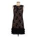 Kensie Cocktail Dress - A-Line Crew Neck Sleeveless: Black Print Dresses - Women's Size 6