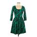 Blue Rain Casual Dress - Fit & Flare: Green Hearts Dresses - Women's Size Small