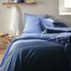 Parure de lit en percale de coton bleu 140x200