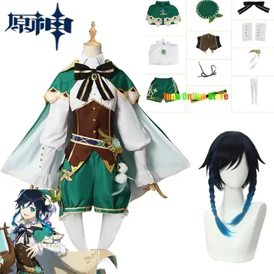 Venti Cosplay Genshin Impact Cosplay Costume Uniform Wig Venti Chinese Style Halloween Costumes for Image