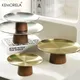 Vassoio per torta in acciaio inossidabile Base in legno Piatto per esposizione di frutta in stile