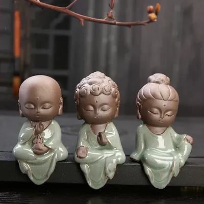 F Buddha Niedliche Haustier-Dekoration, kreativer kleiner Mönch, Boutique, lila Geyao Caisha-Tee, Image