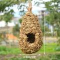 Hanging Bird House for Outside Bird House with Woven Straw Natural Bird Cage Cottage Decorative Wooden Birdhouse for Outdoor Garden and Patio DÃ©cor