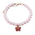 Farfi Cat Necklace Eye-catching Attractive Exquisite Elegant Flower Pendant Pet Cat Fake Pearl Necklace Pet Supply (Pink S)