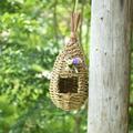 Hanging Bird House for Outside Bird House with Woven Straw Natural Bird Cage Cottage Decorative Wooden Birdhouse for Outdoor Garden and Patio DÃ©cor