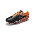 Daeful Kids Football Shoes Low Top Soccer Cleats Lace Up Sport Sneakers Running Breathable Non Slip Round Toe Athletic Shoe Long Cleats Black Red 3Y