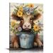 COMIO Highland Cow Wall Art Cow Picture Wall Decoration Rural Sunflowers Highland Cow Wall Art Canvas Poster Farmhouse Art Decoration Poster Female Bedroom Bathroom Wall Art Decoration