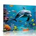 COMIO Tropical Ocean Sealife Coral Reef Fish Dolphin Underwater Canvas Art Poster and Wall Art Picture Print Modern Family bedroom Decor