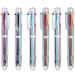 Eeoyu 6 Pack Multicolor Pens 0.5mm 6-in-1 Retractable Ballpoint Pens 6 Colors Transparent Barrel Ballpoint Pen for Office School Supplies Students Children Gift