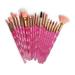 AMIZOB 20pcs Diamond Shape Handle Makeup Brushes Sets for Eye Shadow Eyeliner Foundation Blush Lip Makeup Brushes Powder Liquid Cream (diamond rose)