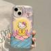 Kawaii Sanrio Hello Kittys Phone Case Cute Surfer Black Leather Series Fits Iphone 14 13 12 Water and Smudge Resistant Soft Case