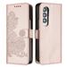 Wallet Case Compatible with Samsung Galaxy Z Fold 4 5G with Card Holder PU Leather Kickstand Women Men Embossed Magnetic Clasp Design Flip Folio Case Cover for Z Fold 4 5G Rosegold