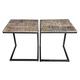 Amagohome Couchtisch 2er Set B 40 H 51 cm Wohnzimmer-Tisch Beistelltisch Metall Gestell Holzplatte massiv : weiß gekälkt