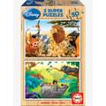 Set of 2 Wooden Puzzles, 50 Pieces, Disney® Animals Friends, The Lion King + The Jungle Book, by EDUCA green