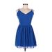 DV by Dolce Vita Casual Dress - A-Line V Neck Sleeveless: Blue Print Dresses - Women's Size Medium