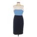 Black Label by Evan Picone Casual Dress - Sheath Scoop Neck Sleeveless: Blue Color Block Dresses - Women's Size 4