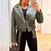 Zara Jackets & Coats | Cropped Green Faux Leather Biker Jacket | Color: Green | Size: M