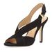 Michael Kors Shoes | -Michael Kors Suede Heels Black Shoes Open Toe Slingback Gold Hardware 8.5 | Color: Black/Gold | Size: 8.5