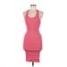 Sundry Casual Dress - Bodycon Scoop Neck Sleeveless: Pink Print Dresses - Women's Size Medium