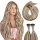 Moresoo I Tip Hair Extensions Real Human Hair Light Brown with Platinum Blonde Stick Tip Hair Extensions 22 Inch Pre Bonded Keratin Hair Extensions 0.8g/s 40g #P9A/60