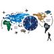 VEDEXA 3D Silent Acrylic Creative Wall Clock World Map Wall Clock Silent Wall Light for Office Home Decoration Mechanism Luminous,5