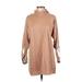 Boohoo Casual Dress - Shift High Neck Long sleeves: Tan Solid Dresses - Women's Size 0