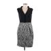 BCBGMAXAZRIA Casual Dress - Sheath V Neck Sleeveless: Gray Color Block Dresses - Women's Size 6