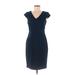 Adrianna Papell Casual Dress - Sheath: Blue Solid Dresses - Women's Size 6