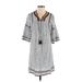 Maeve Casual Dress - Shift V Neck 3/4 sleeves: Gray Print Dresses - Women's Size X-Small