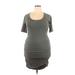 Athleta Casual Dress - Bodycon Scoop Neck Short sleeves: Gray Print Dresses - Women's Size X-Large