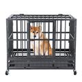 Tucker Murphy Pet™ 36 Inch Heavy Duty Indestructible Dog Crate w/ Wheels Metal in Black | 27 H x 36.2 W x 24.4 D in | Wayfair