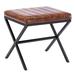 17 Stories Tilion Steel Accent Stool Faux Leather/Upholstered/Leather in Red/Brown | 18.1 H x 18.3 W x 16.3 D in | Wayfair