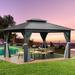 Balconera Outdoor Aluminum Hardtop Patio Gazebo w/ Curtain & Netting Aluminum/Hardtop/Metal in Black/Gray | 14 ft x 12 ft | Wayfair SHFTPLCG0342-4