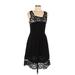 BB Dakota Casual Dress - A-Line Square Sleeveless: Black Print Dresses - Women's Size 10