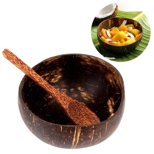 Kokosnuss schale Schüssel natürliche alte Kokosnuss schale Geschirr Set Holz Reiss chale Löffel
