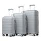 KONO Koffersets 3-teilig Hartschalenkoffer mit TSA-Schloss und 4 Spinnrollen (Grau), grau, Koffer