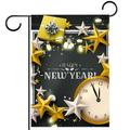 Christmas Golden White Stars Box Clock Patten Pattern Garden Banners: Outdoor Flags for All Seasons Waterproof and Fade-Resistant Perfect for Outdoor Settings