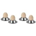 Trjgtas Egg Cup Holder Set of 4 Pack Stainless Steel Egg Cups Plates Tableware Holder for Hard Soft Boiled Egg Kitchen Display