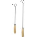2pcs Meat Flipper Stainless Steel Grill Tool with Wooden Handle Food Turner