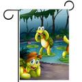 Green Turtles and Pond Pattern Garden Banners: Outdoor Flags for All Seasons Waterproof and Fade-Resistant Perfect for Outdoor Settings