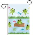 Cute Lovely Green Frog Dargonfly Pond Pattern Garden Banners: Outdoor Flags for All Seasons Waterproof and Fade-Resistant Perfect for Outdoor Settings