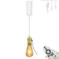 FSLiving Adjustable Height J Type Track Lighting with E26 DIY Pull Chain Brass Lamp Socket Remote Control Lamp with Smart Edison Bulbs 2200K-6500K Timer for Sloped Ceiling Customizable - 1 Light