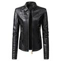 Labakihah Coats For Women Womens Long Sleeve Leather Jacket Motorcycle Leather Jacket Pu Leather Jacket Fashion Womens Jacket Coat Black Xxl