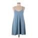 Blush Noir Casual Dress - A-Line Plunge Sleeveless: Blue Print Dresses - Women's Size Medium