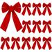 12 Pcs Christmas Red Bow Christmas Wreath Bows Christmas Velvet Bows Large Xmas Tree Ornaments Xmas Decoration Handmade Crafts for Home Outdoor Indoor Party (9.8 x 15.7 Inches)